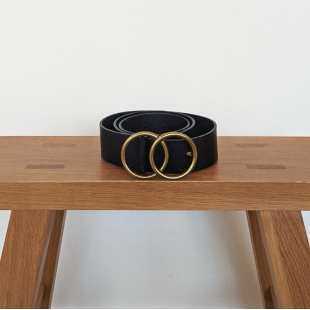 Elegant Black Belt with Gold Buckle